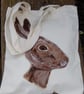 A needle felted hare portrait on a Canvas tote bag. - Image 3