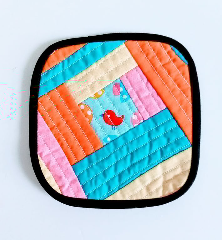 Quilt as you go coaster, mug rug, Bird, coaster, gift for teacher, new home 