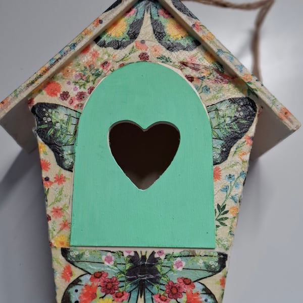 Large handpainted and decoupage bird house