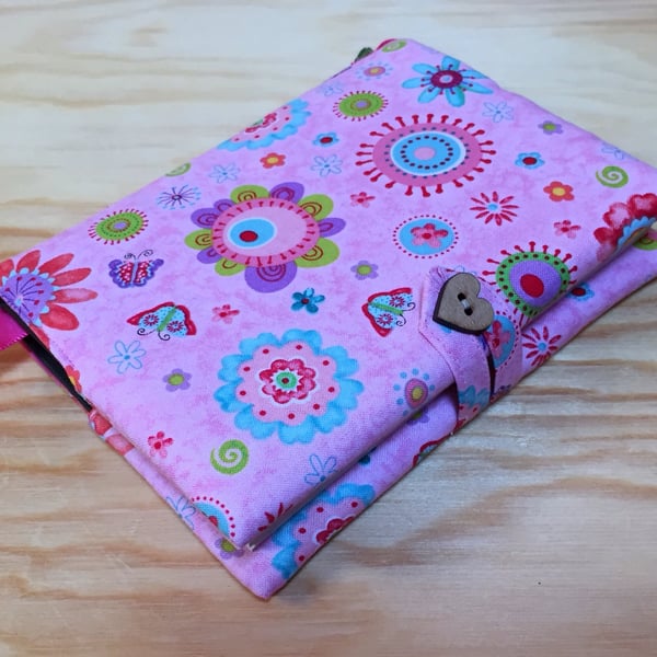 Fabric Covered Notebook - Funky Flowers and Butterflies