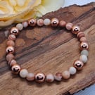 Calcite and copper stretch gemstone bracelet