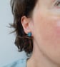 Hand painted colourful leopard print wooden circle ear studs - Image 3