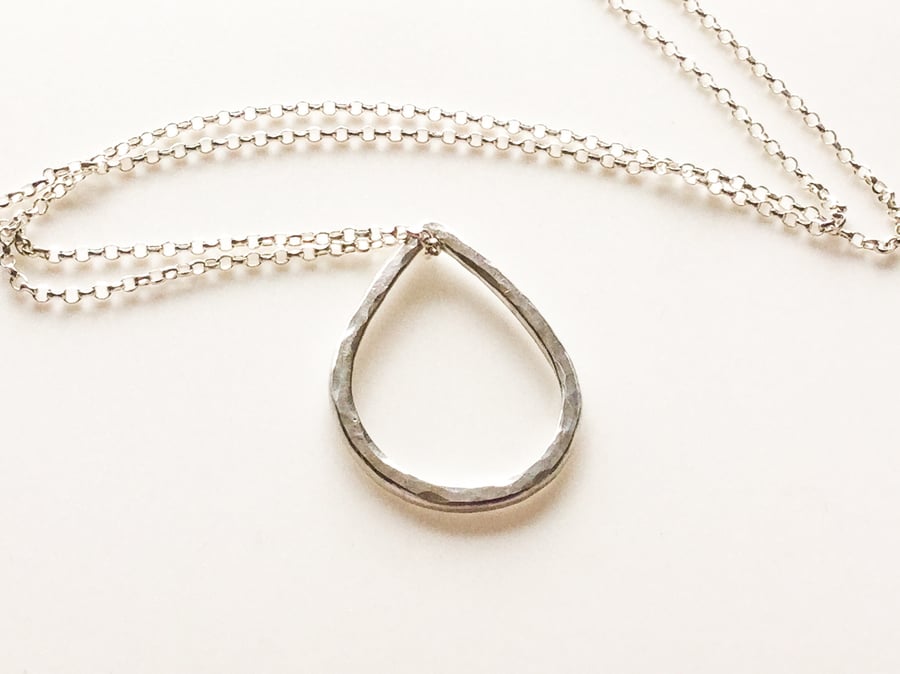 Sterling Silver Teardrop Pendant Necklace 