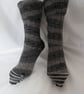 Hand-cranked Knitted Ribbed Wool Socks Size 6 to 7 Turnover Tops - Image 1