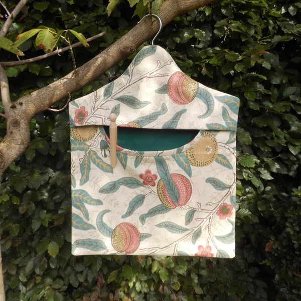  SOLD Peg bag in fruit themed basic with green lining Second 
