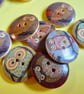 8x 30mm Assorted Owl Wood Buttons 2 holes