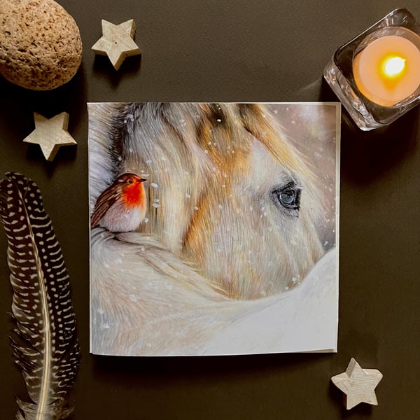 The Horse and Robin Blank Greeting Card