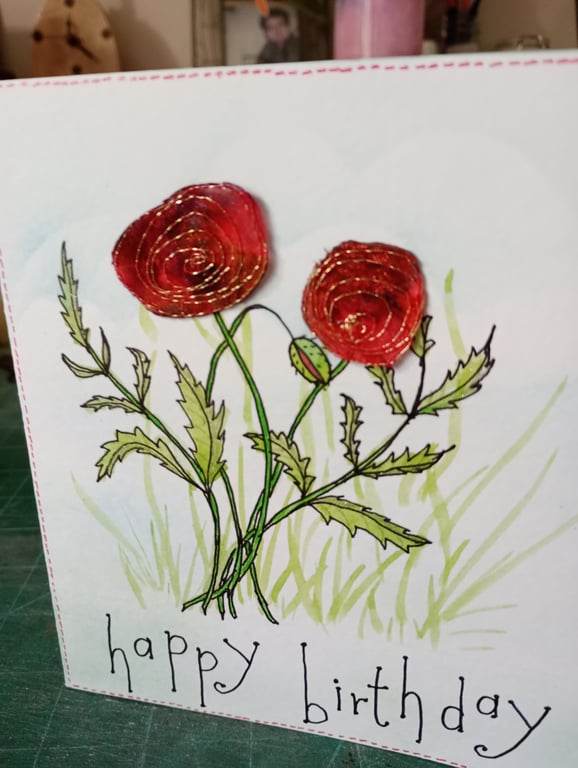 Poppy birthday card 