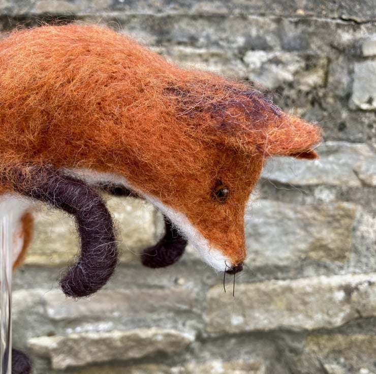 Leaping Fox model, needle felted woollen sculpt... - Folksy