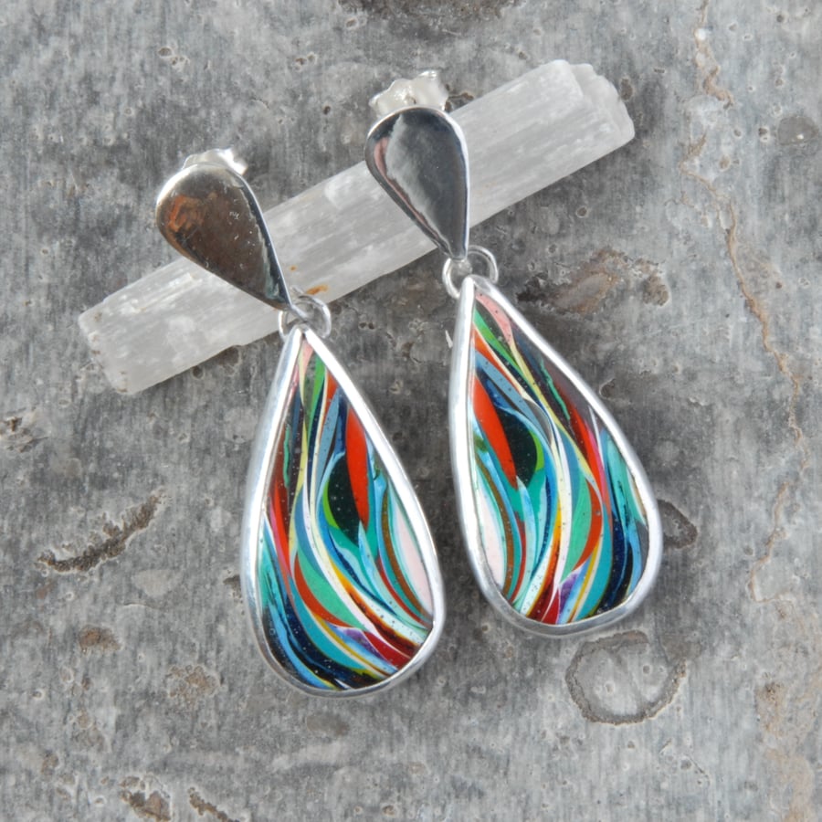 Puerto Rican surfite and silver drop earrings