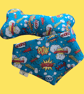 Comic strip style dog bandana size sand matching toy bone