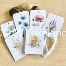 Garden Flowers Gift Tag set of 16 various designs 5.2 x 7.4cm