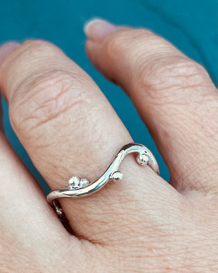 Silver Bubbles Ring, silver wave ring, stack ring, freeform ring, wave ring, 