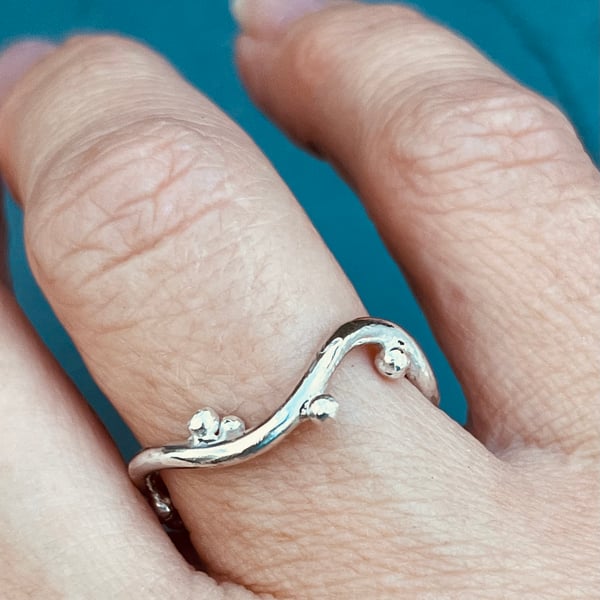 Silver Bubbles Ring, silver wave ring, stack ring, freeform ring, wave ring, 