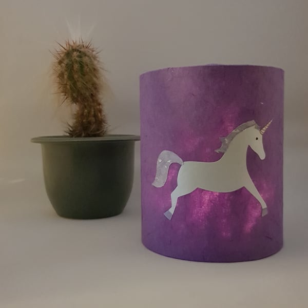 Unicorn lantern with LED candle (Purple)