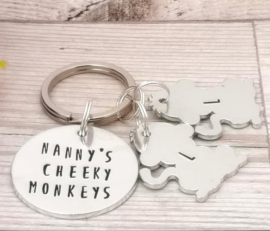 Nanny Keyring - Grandma's Cheeky Monkeys - Personalised Grandparent Gifts