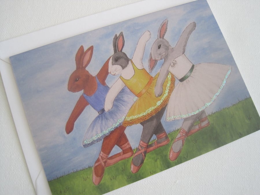 Bunny Ballerina Greetings Card