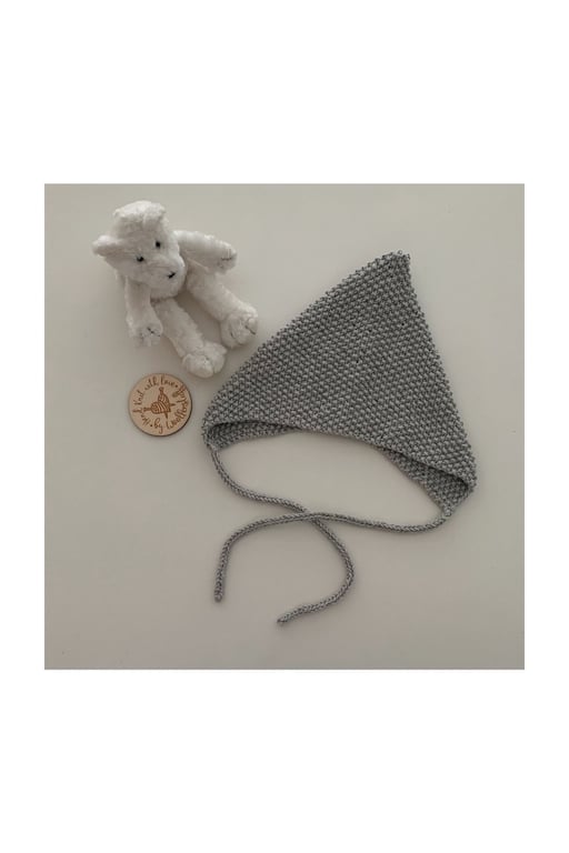 20% OFF Sample Sale Cotton Handknitted Baby Bonnet 0-6 months Silver Grey.