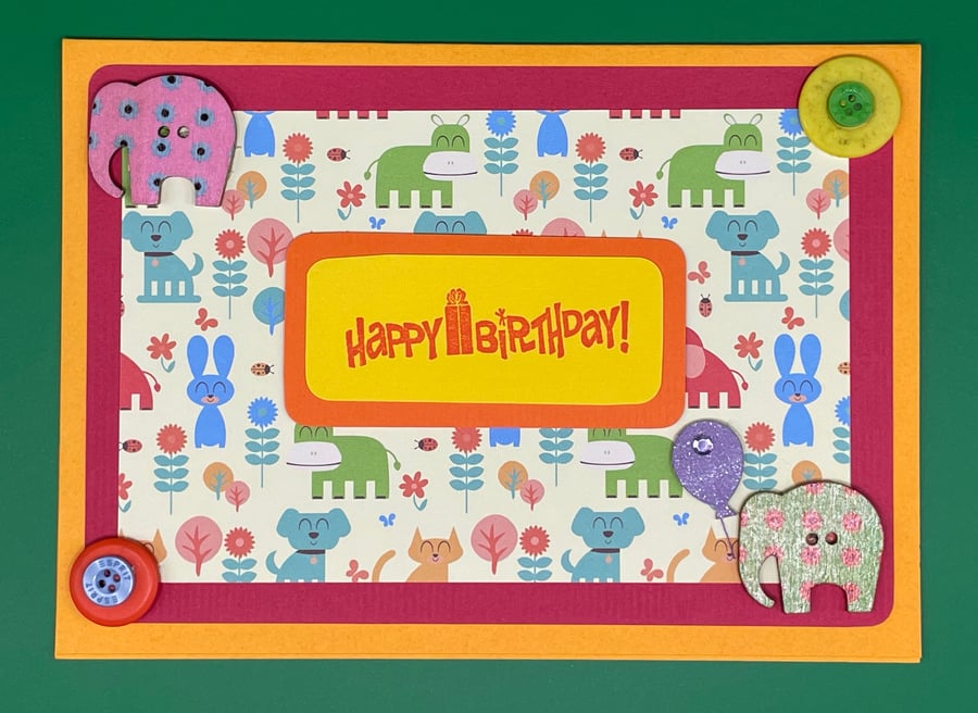 childrens elephant Birthday card
