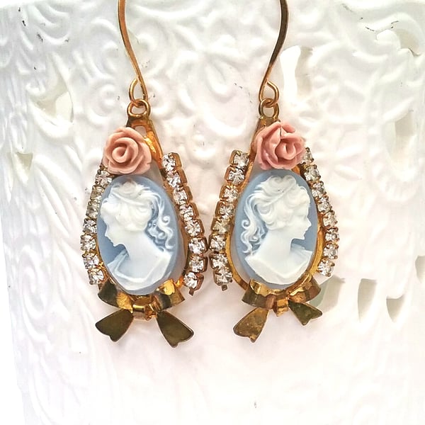 Blue Cameo Earrings...