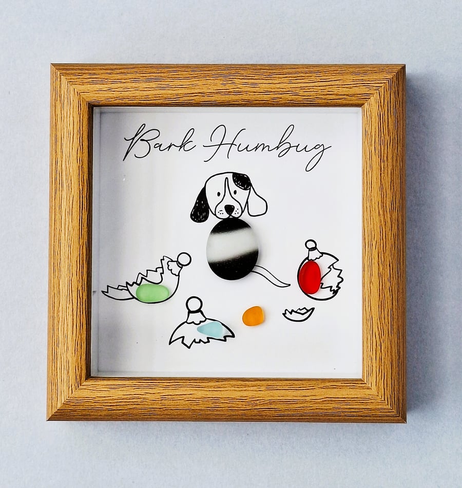 Mini "Bark Humbug" Christmas Art - Wood Frame