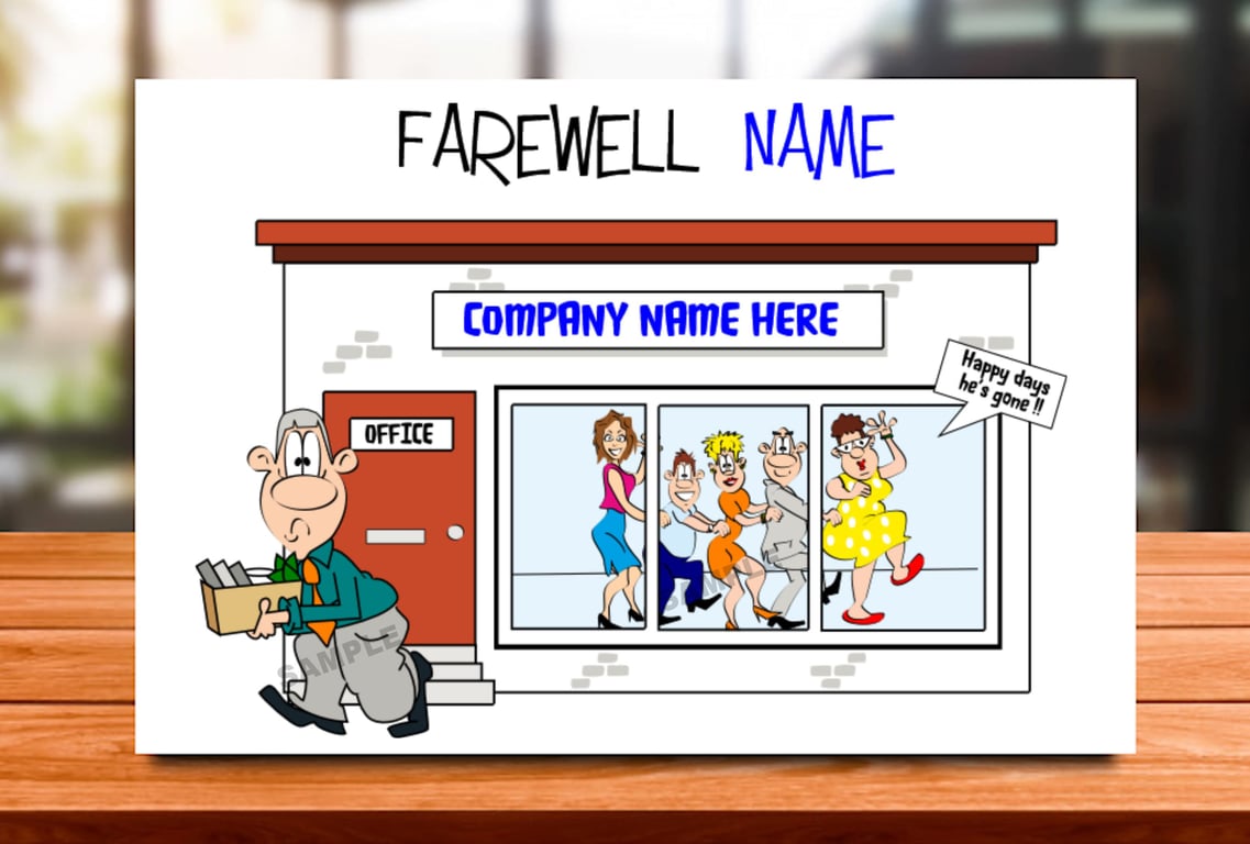 Personalised retirement Farewell Card, Retirement Gift, work mate, Office, 