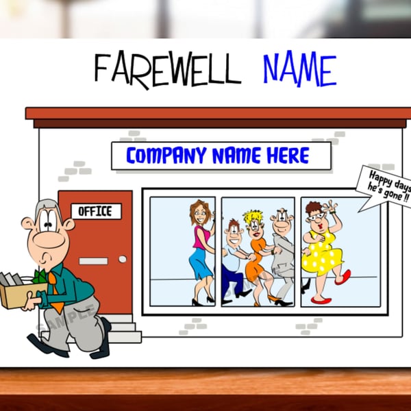 Personalised retirement Farewell Card, Retirement Gift, work mate, Office, 