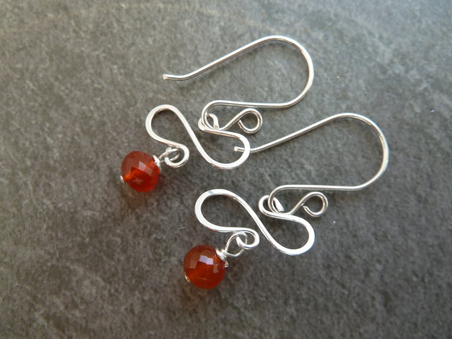 sterling silver earrings, carnelian gemstones