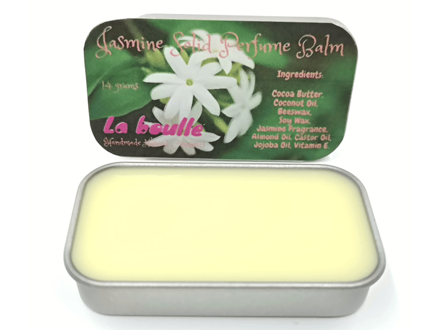 Jasmine Solid Natural Perfume Balm. For sensitive skin. Handmade. UK.