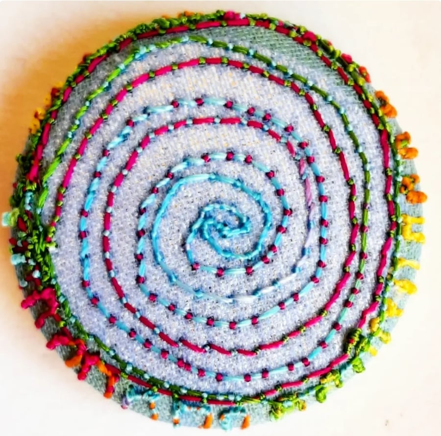 Buttons 1 inch button Hand Dyed Silks and Cottons Free Machine Embroidery Button
