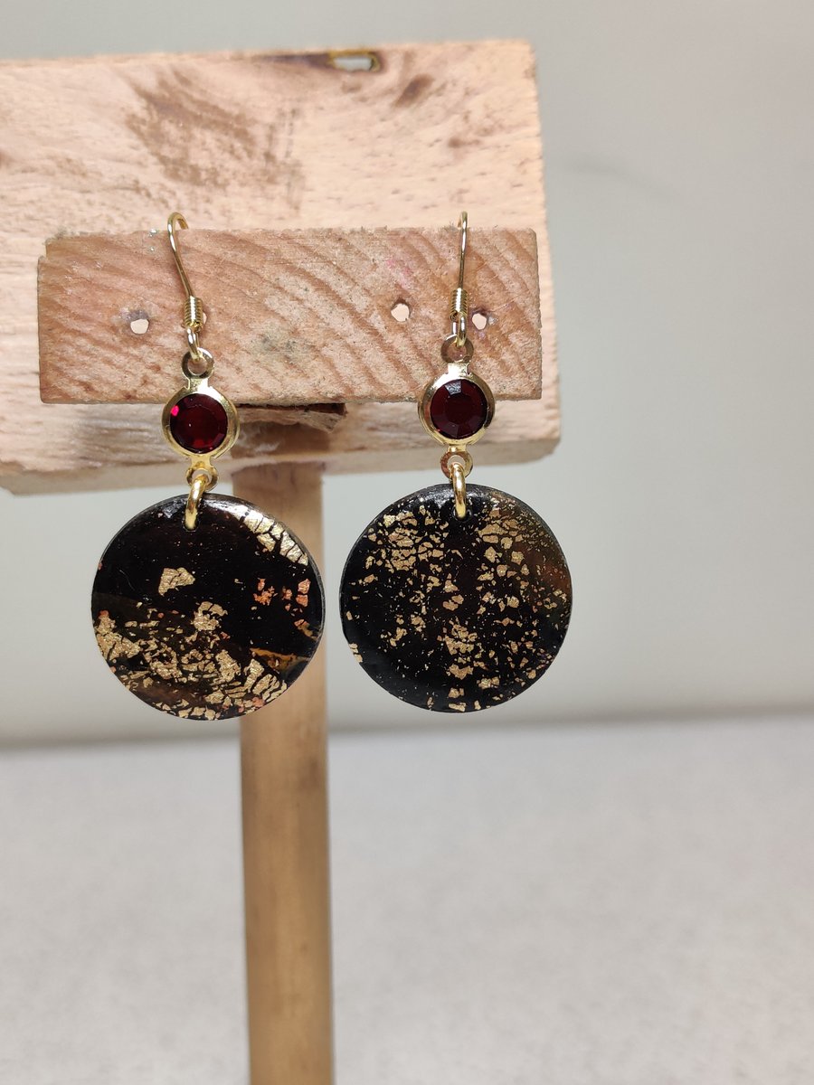 Midnight galaxy circle dangle earrings