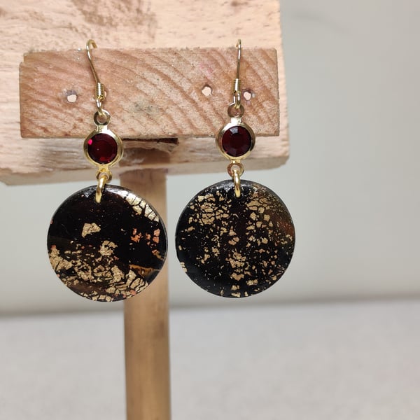 Midnight galaxy circle dangle earrings