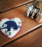 Sloth brooch - heart shaped hand stitched fabric brooch featuring a sloth - Image 1