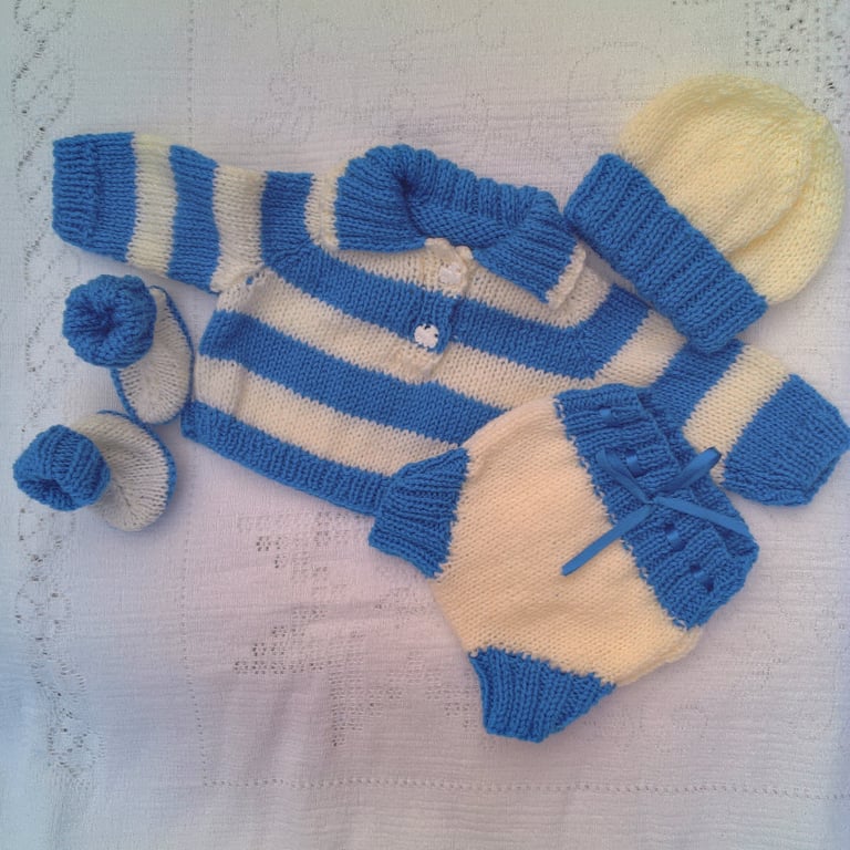 Baby's 4 Piece Jumper, Pants, Hat and Booties Set, Baby Shower Gift, Custom Make