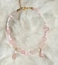 Pink Rose Quartz & Iridescent Cat's Eye Anklet 