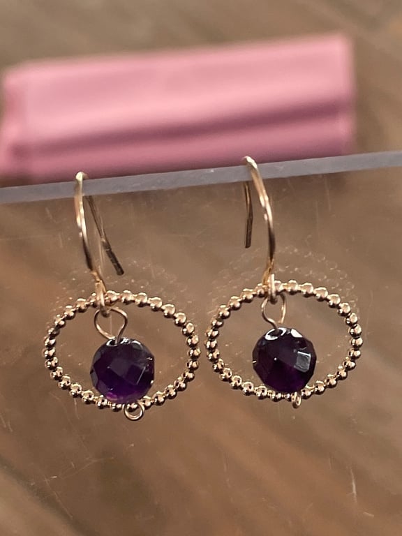 Amethyst and gold filled earrings.