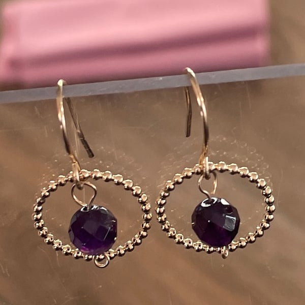 Amethyst and gold filled earrings.