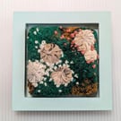 Mossy Textile Art in Duck Egg painted 5" wooden frame.