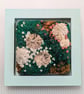 Mossy Textile Art in Duck Egg painted 5" wooden frame.