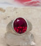 Textured Sterling Silver Ruby Signet Ring - July Birthstone - Size Q - Image 6