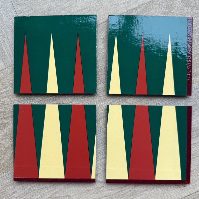 Backgammon Boardgame Coasters - Rectangles - Upcycled from Real Board
