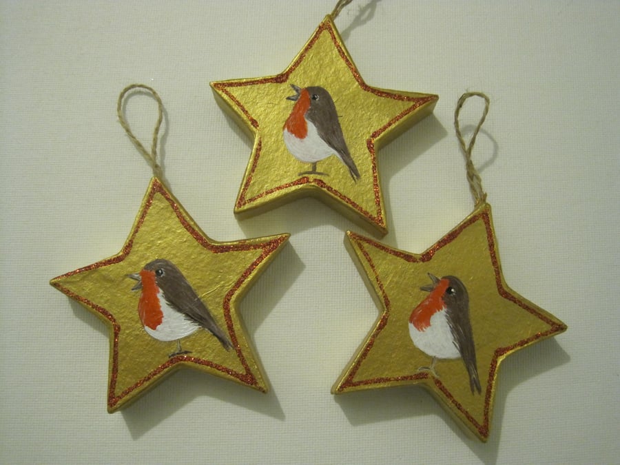 Robin Christmas Decorations Star Shaped