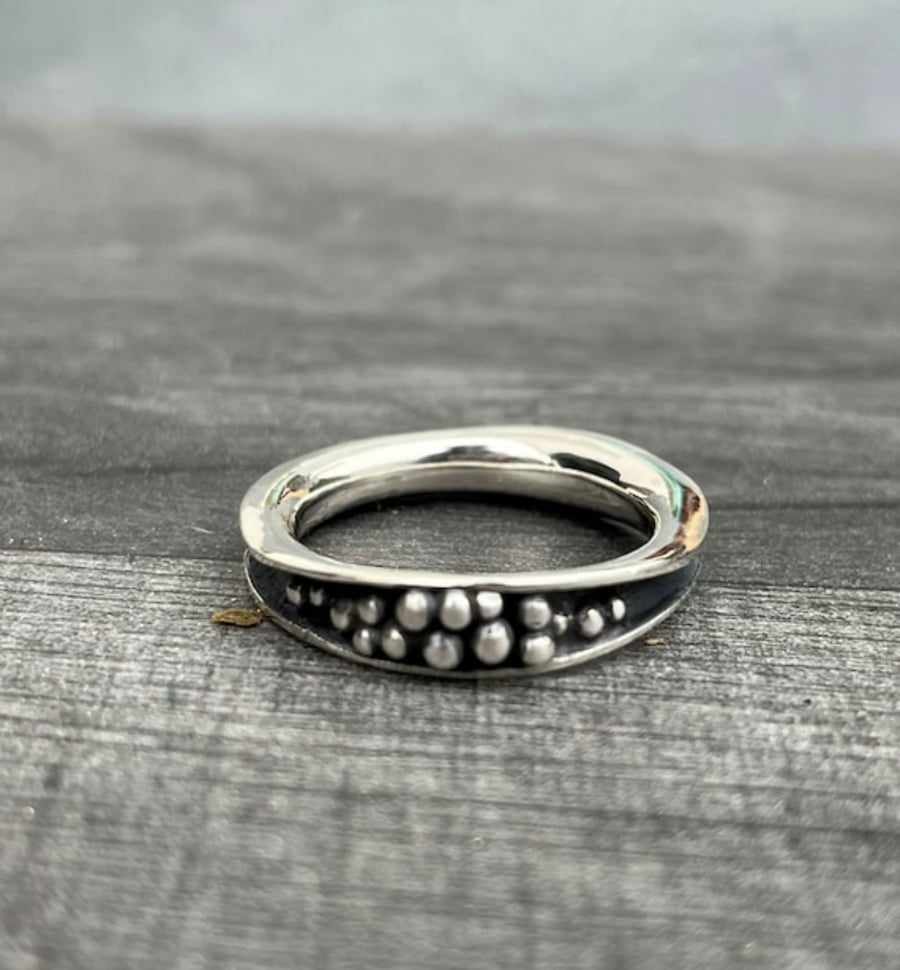 Waterfall Ring, silver balls ring, freeform ring, water ring, wavy ring, silver