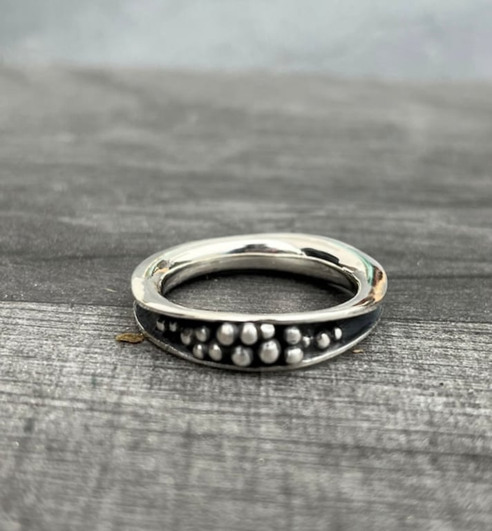 Waterfall Ring, silver balls ring, freeform ring, water ring, wavy ring, silver