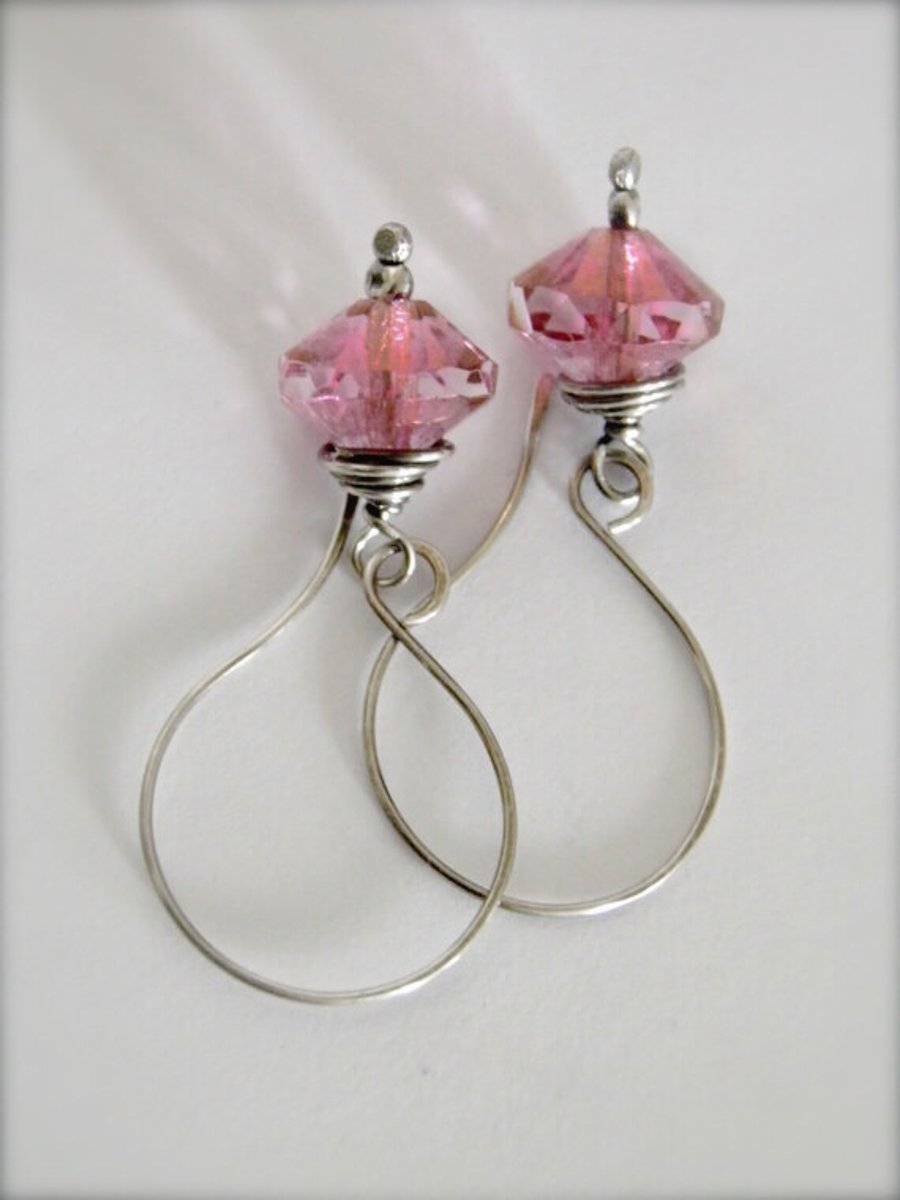 Pink Sterling Silver Earrings S A L E