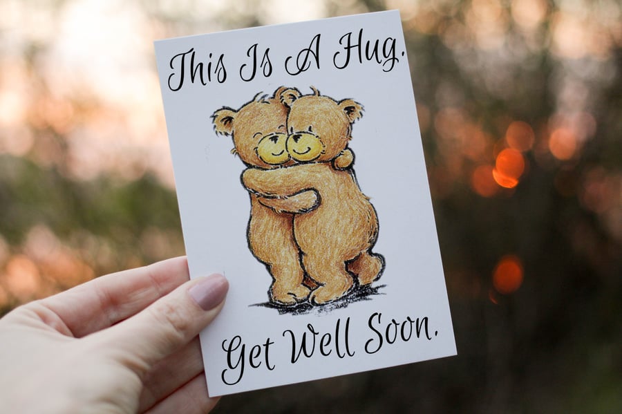 Teddy Bear Get Well Soon Card, Get Well Card, Personalized Card, Custom Get Well