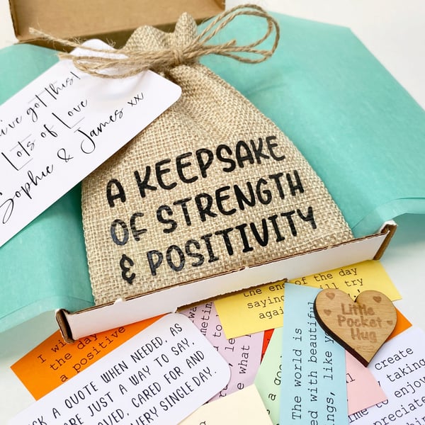Strength and Positivity Keepsake Quote Bag, 31 Quotes, Self Care Mental Health