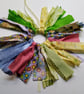 Mini Rag Wreath, Cotton Ribbon Fabric Ornament, Handmade Home Decor