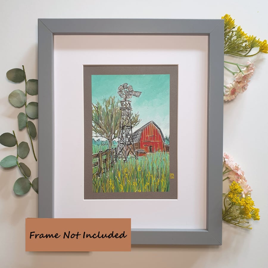 American Red Barn - Small original landscape wall art