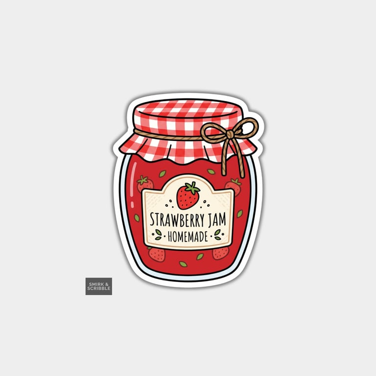 Cute Vinyl Die Cut Sticker For Adults - Strawberry Jam